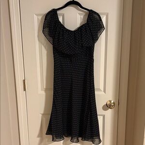 White House Black Market Black Polka Dot Midi Dress